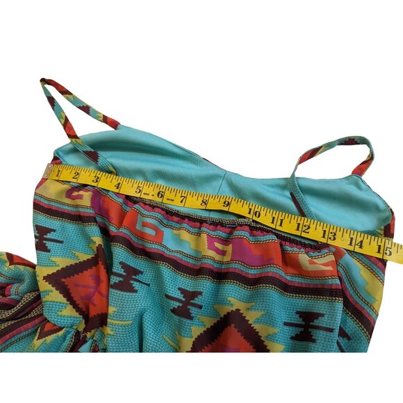 Sapphire Dollz Womens Aztec Print Spaghetti Strap Maxi Dress Blue Multicolor Bol - Picture 8 of 10